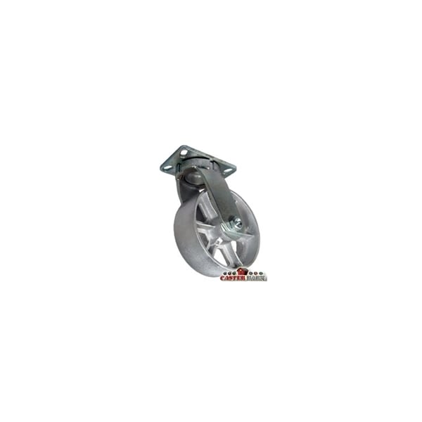 8"x3" Kingpinless Heavy Duty Swivel Caster, Gray Iron Steel Wheel -
